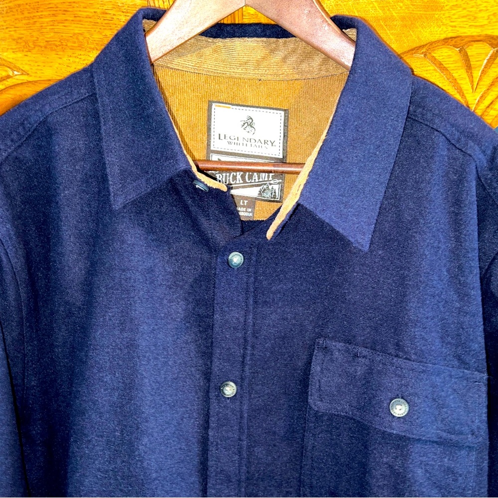 Legendary Whitetails Buck Camp Flannel Shirt Mens Large Tall Blue NWOT
